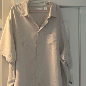 Cubavera Men's Two-Tone One Pocket Floral Print Short Sleeve Button-Down Shirt